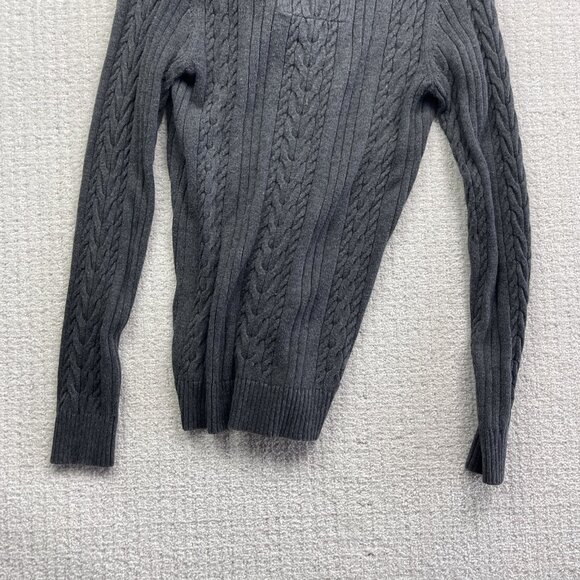VTG Tommy Hilfiger Womens M Cable Knit Sweater Shawl Collar Neutral Grey - Picture 12 of 12